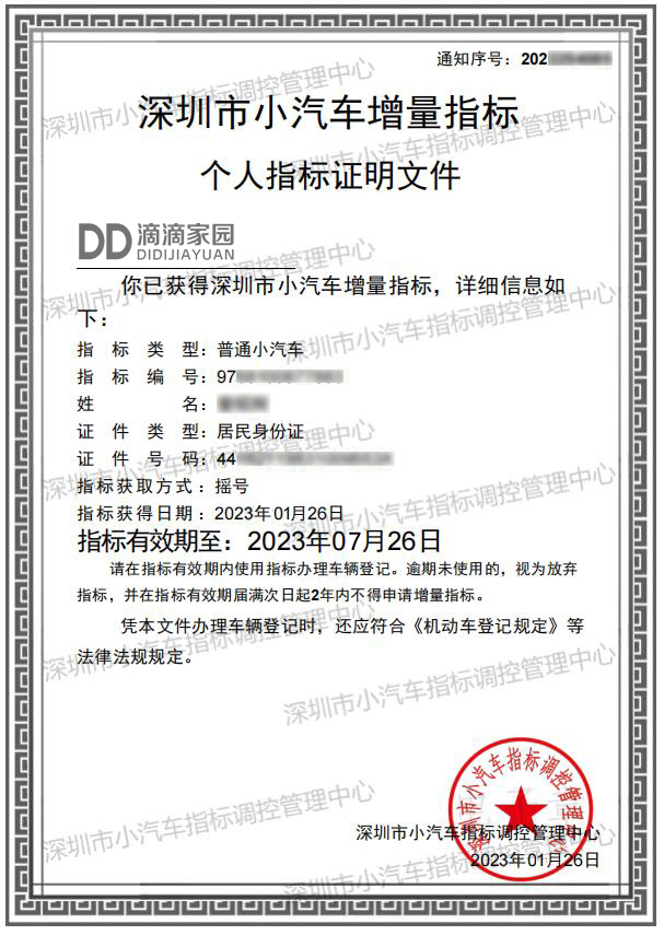 深圳小汽車指標