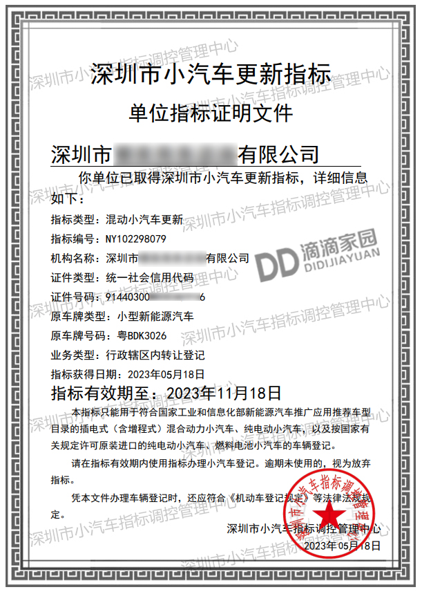 深圳小汽車指標(biāo)
