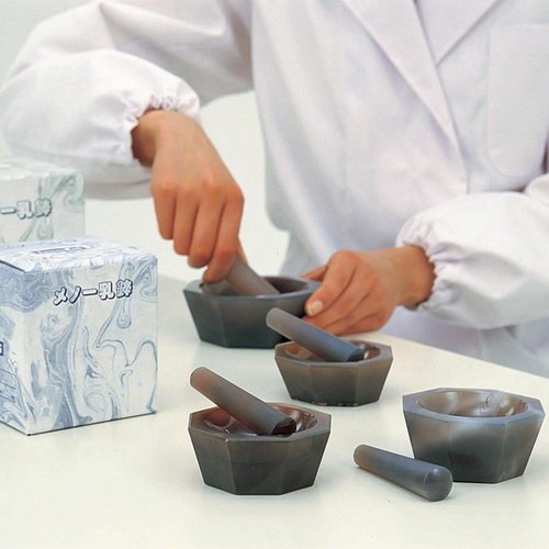 日本进口浅型带研磨棒玛瑙乳钵