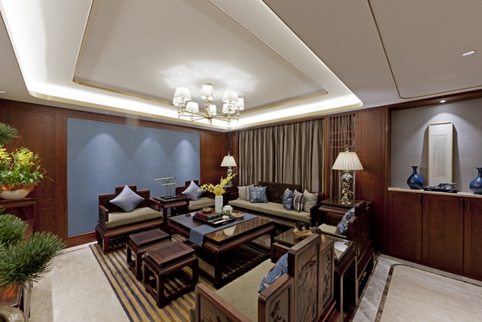 新中式风格,别墅装修，上海云之飞装潢