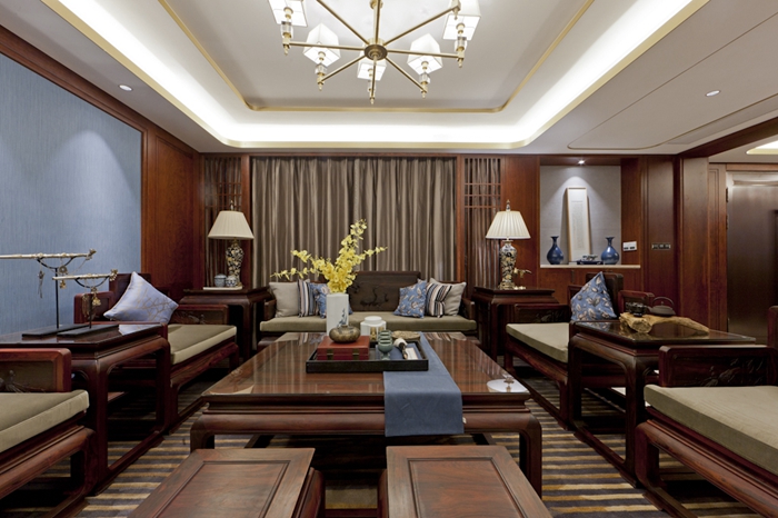 新中式风格,别墅装修，上海云之飞装潢