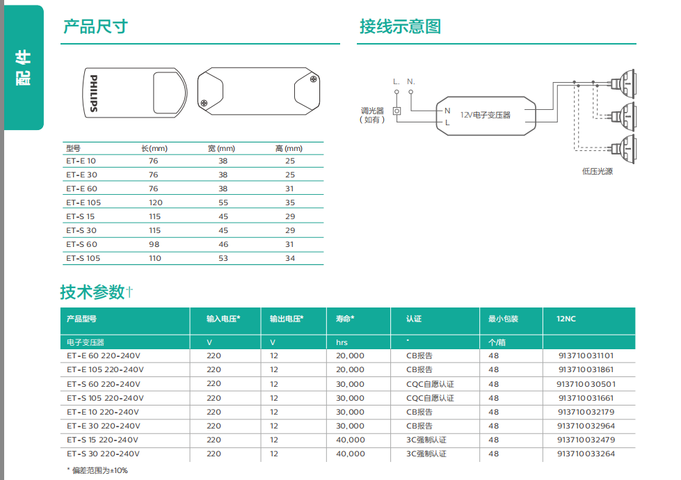 飛利浦12V 電子變壓器