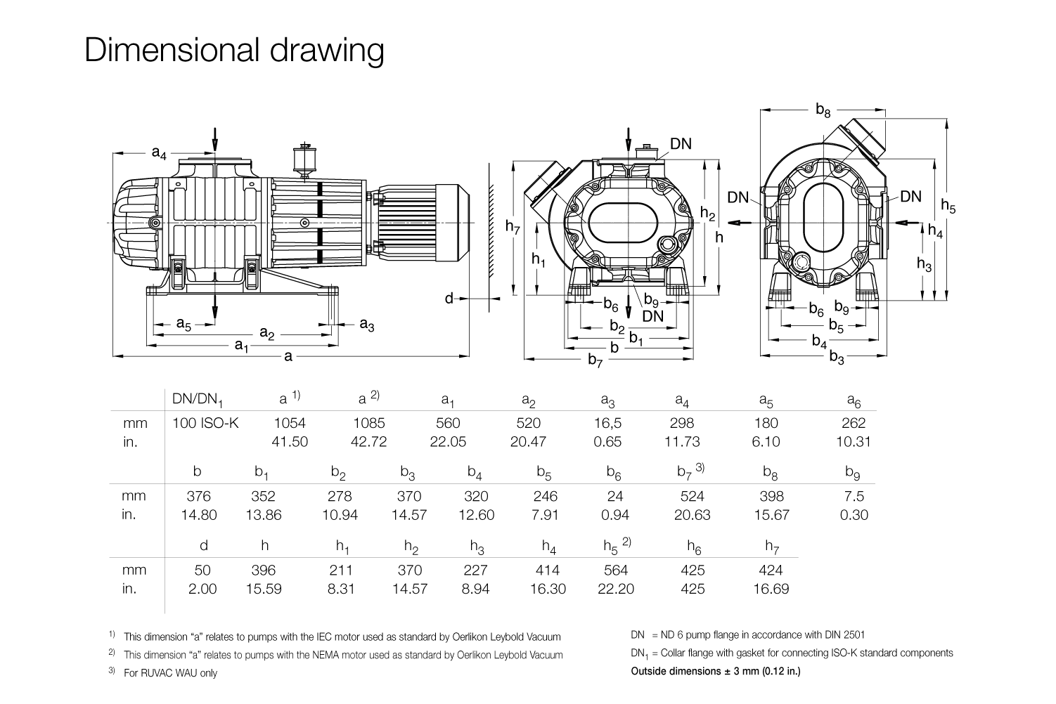 萊寶真空泵WAU1001尺寸圖