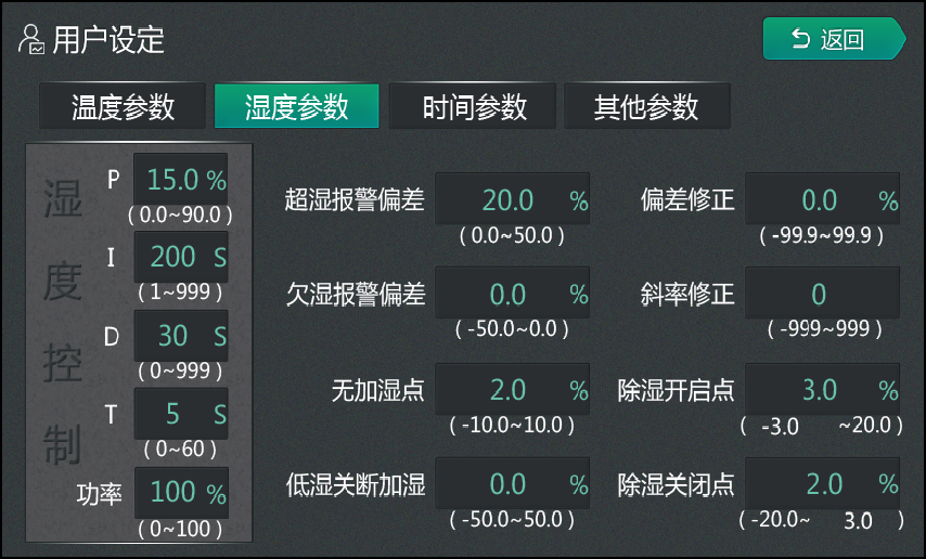 溫濕度控制參數(shù)的設(shè)定