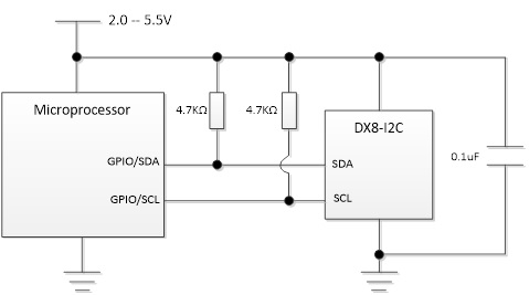 DX81C04加密芯片I2C接口連接 DX81C04加密芯片I2C接口連接