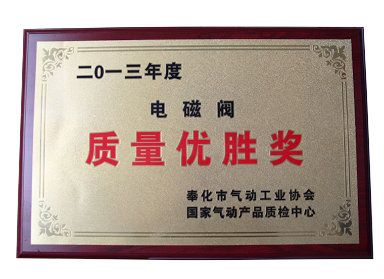 电磁阀质量优胜奖