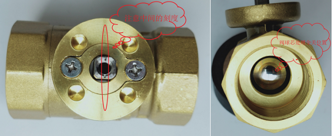 球閥閥體關閉位置示意圖