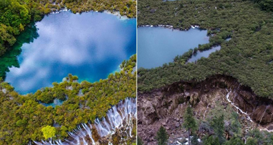 九寨溝地震前后對比