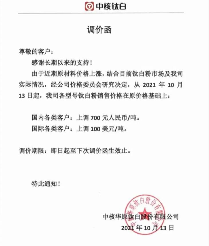 十月中旬國產(chǎn)鈦白粉情況