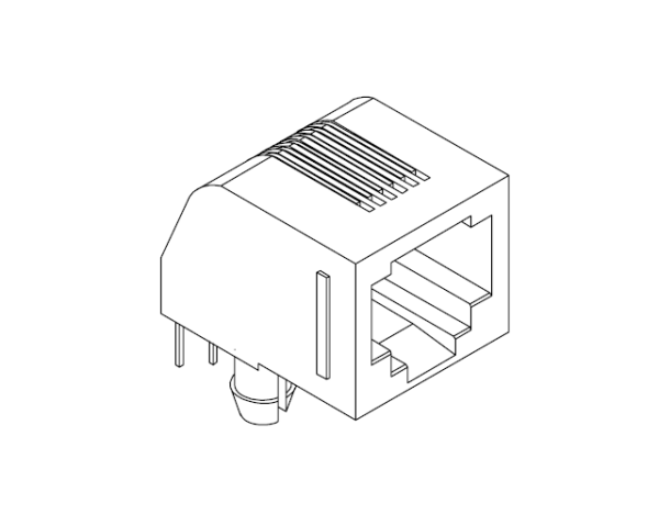 90度彎插式全塑帶耳斜背型電話網口插座