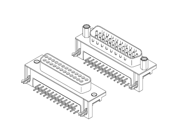 90度彎插焊板式D-SUB連接器