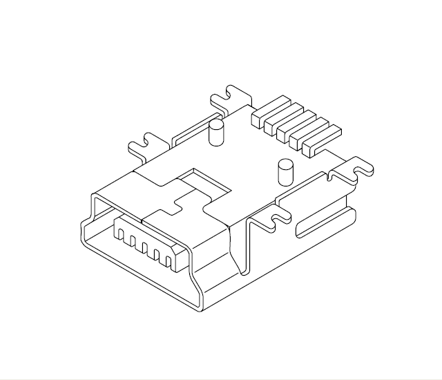 Mini USB B母 臥貼 表貼