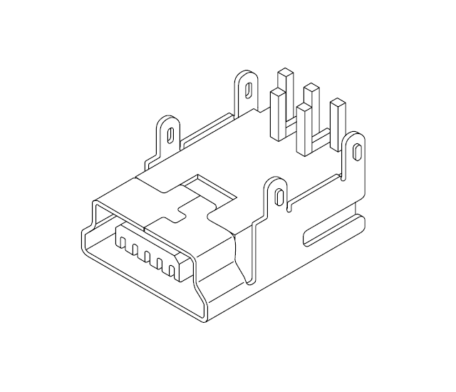 Mini USB B母 90度彎插 帶4個(gè)固定柱