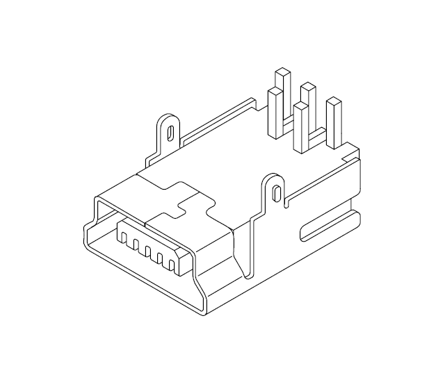 Mini USB B母 90度彎插 帶2個(gè)固定柱