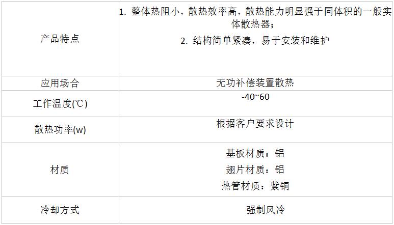 逆變器用熱管散熱器參數(shù)