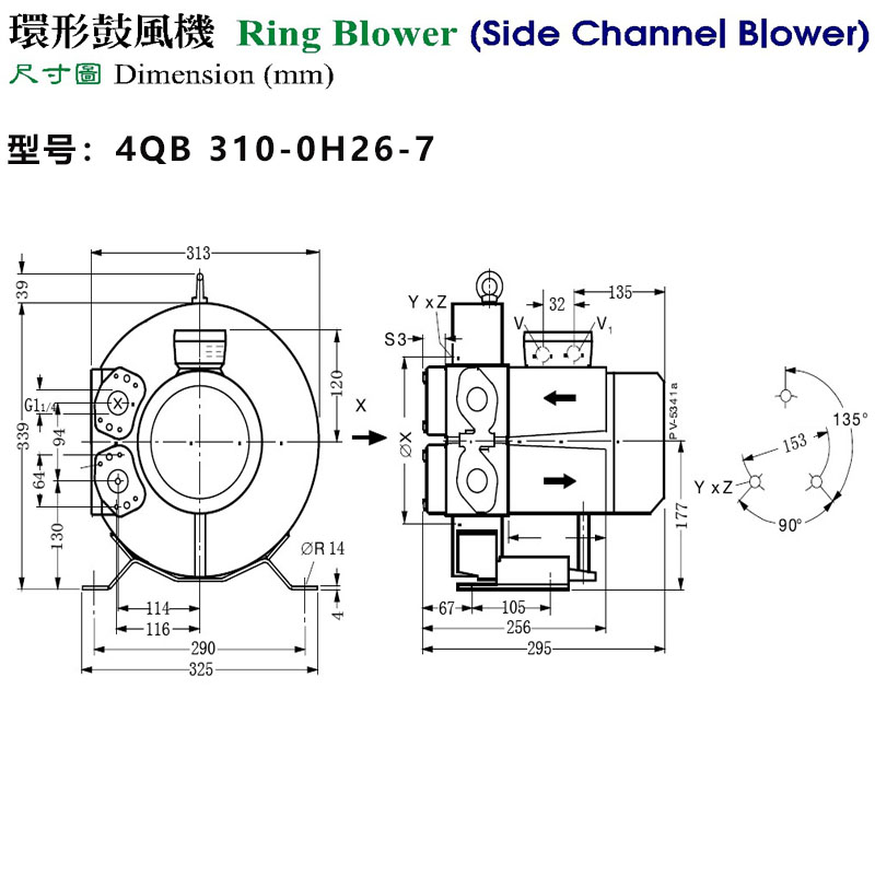 4QB 310-0H26-7(0.81KW)尺寸圖