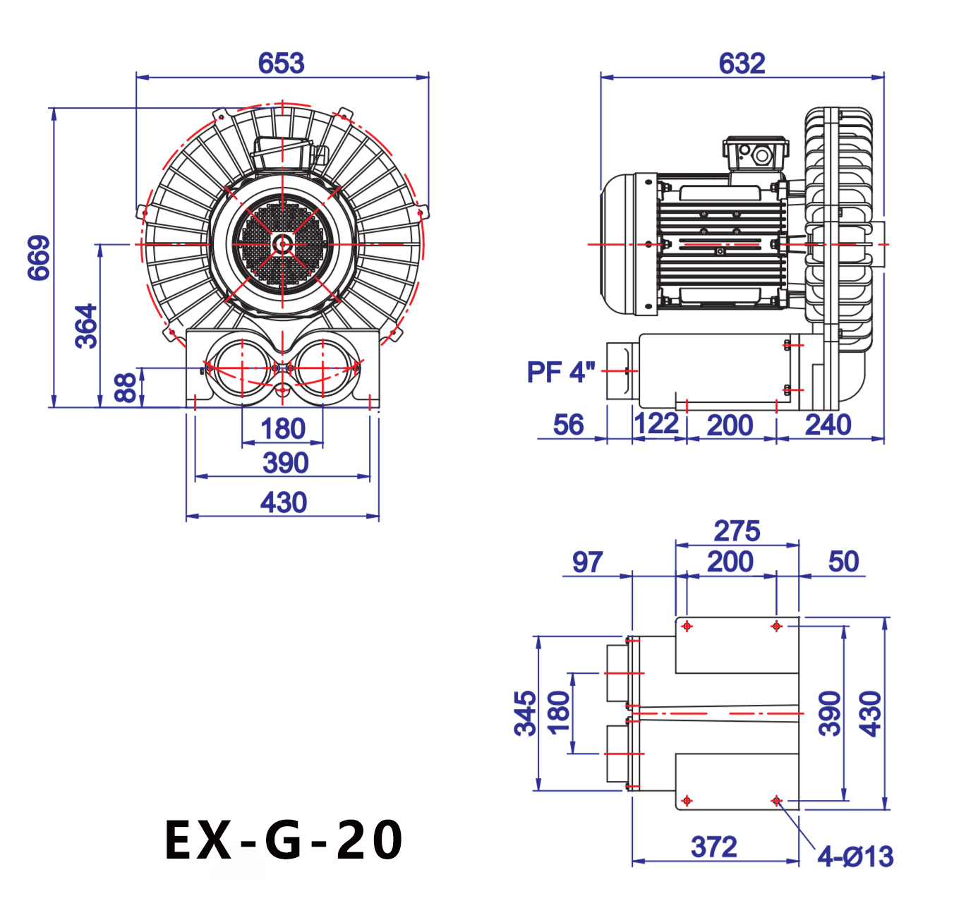 防爆鼓風(fēng)機(jī)外形尺寸