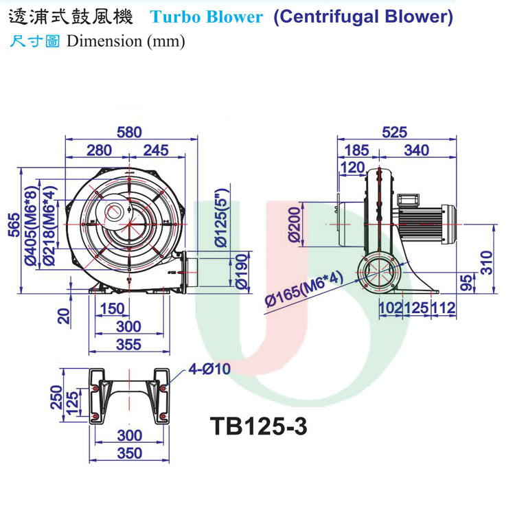 TB125-3原装全风透浦式鼓风机 工业配套中压鼓风机 台湾全风鼓风机销售--上海梁瑾机电设备有限公司