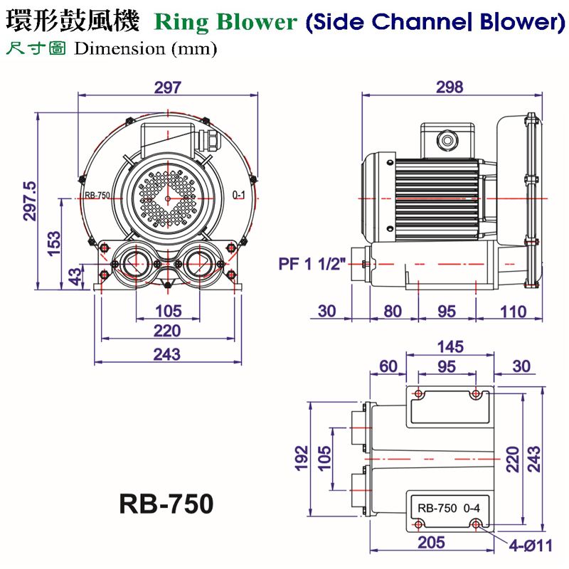 TAIWAN全風(fēng)環(huán)形鼓風(fēng)機(jī)RB-750S低噪音全風(fēng)風(fēng)機(jī)現(xiàn)貨--上海梁瑾機(jī)電設(shè)備有限公司